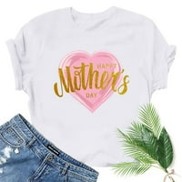 Majice za ženska majčin dan Ženski cvjetni print kratkih rukava Okrugli kratki rukav BlouseTunics Tee