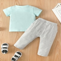 Canrulo Little Bro Newborn Baby Boy odjeća okrugla vrata kratkih rukava majica + čvrste casual hlače