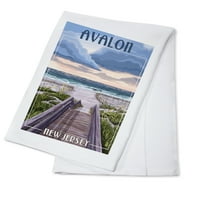 Dekorativni čaj ručnik, pregača Avalon, New Jersey, Scena plaže, Unisex, Podesivi, organski pamuk