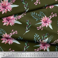 Soimoi zelena pamučna kambrična tkanička od listova i krizantemum cvjetni print šivanje tkanine dvorište