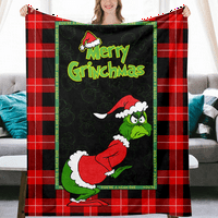 Božićna pokrivačica The Grinch Print Super Mekano pokrivač Lagana sva sezona plišana ćebad za kauču