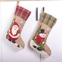 Kiskick Santa Claus Snowman Božićne čarape: Vez za vez drveća - Velika veličina, otporna na suza, za višekratnu upotrebu - festival Prop deblje viseći Xmas Tree Ower Gift torba Privjesak za zabavu
