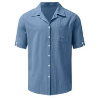 Yubnlvae muške majice Muška ljetna moda casual klasična džepa u boji Jednostruka i posteljina majica