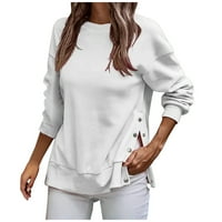 Žene Čvrsti dugi rukav Udobno prozračno zadirkivanje vrhova duksera Bluze za bluze za majice bijeli