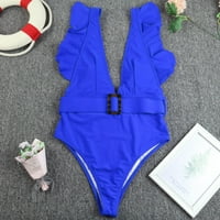 Žene kupaćih kostimi za čišćenje Čvrsta boja seksi ruffled bez leđih prsa kupaći kostim za kupaće odjeće