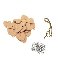 Drvene ukrase Drvene kriške čipove u obliku srca uljepnice sa skok prstenovi i vrpcom za izradu DIY