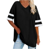Ženske majice s kratkim rukavima Tuntic Tops Labavi CrewNeck Blok Color Casual Majice Bluze Ljetni trendy