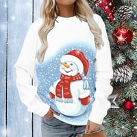 Dukserica za posade za žene Jesen zimske žene dugih rukava casual majice Božićni tisak Crewneck pulover