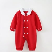 Dječja dječja dječja dječja dječja božićna gumb niz dugi rukavi Xmas odjeća za 3-mjesečne odjeće