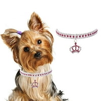 Ogrlica za pse Meidiya, slatka Bling Pet Puppy Cat Crystal Crown Privjesak ogrlica za djevojčice, mekana