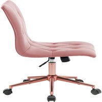 Duhome baršunasti stolica za šminkanje sa točkovima, modernom stolnom stolicom za teen Girls okretna kancelarijska stolica podesiva kotrljača, ružičasta i zlato