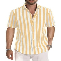 Sanviglor Muška majica Kratki rukav Tors rever vrat Ljetne košulje casual bluza za odmor Yellow 4xl