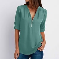 Woemn's Ležerne majice s dugim rukavima padaju labavi fit v izrez za izrez vrhova trendi meka odjeća