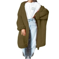 Zimski kaputi za žensko čišćenje prodaje Ženski pleteni dugi uzorak kardiganski džemper kaput vojska