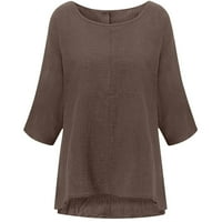 Ayolanni pamučni posteljini za žene plus size rukav ljetni košulje casual labavo pulover majica bluza