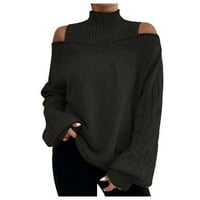 Ženske prevelike džempere Visoko vrat Hladnog ramena Torgy Comfy pulover pletene zimske odjeće s dugim