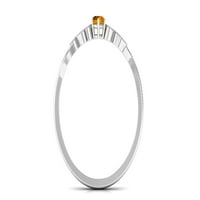Minimalni prsten za obećanje sa citrinom i dijamant za žene, srebrna srebra, SAD 11.00