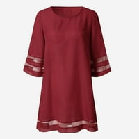 Yubnlvae dugačka suknja na vratu o gornjoj mrežici rukav košulju s rukavicama labava haljina ženska ženska haljina crvena l