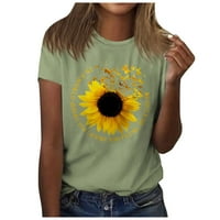 Grafička majica suncokreta za žene slatka cvijeta kratki rukav dame Tee vrhovi tinejdžerke casual majica