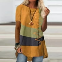 DRSSY vrhovi za žene Dressy Bluzes Ljeto O-izrez Loops Ispiši majice s kratkim rukavima bluza Kafa košulja