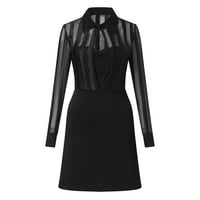 Huaai Flowy Haljine za žene Solid Color Ljetna haljina Halter Fashion dugih rukava ženska haljina crna