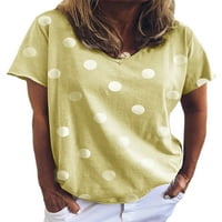 Prednjeg swwalk-a majica kratkih rukava Majica Polka Dot Ljetni vrhovi dame labave tuničke bluze V izrez
