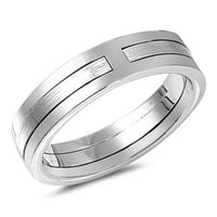Puzzle Fidget brušeni vjenčani prsten NOVO. Sterling Silver široki prstenovi širokog opsega