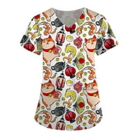 ROYLLELOVE ženski personalizirani print kratkih rukava V-izrez V-izrez Radne majice Ženske vrhove