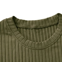 Košulje za muškarce Regularne fit modne prugaste jame okrugli vrat kratki rukav puni boja majice Ljetni moderan rad Basic TOP vojska zelena XXXL