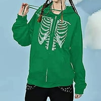 Dabuliu Zip up hoodie Žene Ležerne prilike za prevelike grafičke dukseve za kostur za kostur Y2K Streetwear