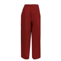 Duks žene žene Žene čvrste boje modne pamučne posteljine jednoobave ležerne hlače ženske hlače crveno