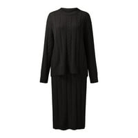 Outfmvch haljine za žene crne haljine labave velike veličine pune boje kapuljače duge rukave dugih rukava