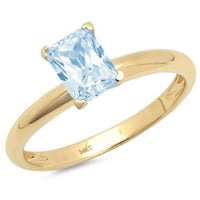 1Ct smaragdni rez plavi simulirani dijamant 14k žuto zlato graviranje godišnjice Angažovanje vjenčanog