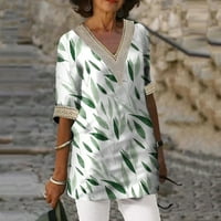 Ljetne ženske košulje Žene Ležerne prilivne majice Čipka Vruća Vrući vrhovi tiska The Majice Tee Green