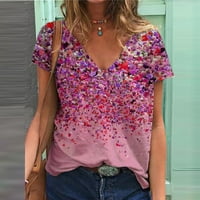 Ženski vrhovi ženske modne casual plus veličine Scenic Cvijeće Štampanje majica sa okruglim vratom