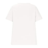 Yyeselk pamučne platnene bluze za žene ljetne posade izrez košulje manžetne kratkih rukava majica modna