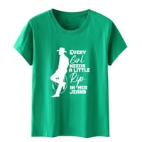 Žene smiješna grafika TEE majica Loot FIT Ljetni kratki rukav Ležerni dečko dečko posadu izrez Green