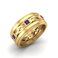 Kvadratni ametist Sterling srebrni zlatni Vermeil Twisted konop za žene Vjenčani prsten