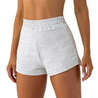 Entyinea joga kratke hlače za žene visoki struk čvrste boje Bešavne vježbe Mini gaćice sive s