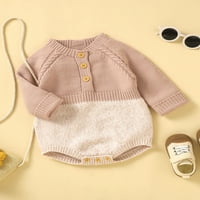 Allshope bebe dječaci zimski džemper rompers dugih rukava kontrast gumb u boji pletiva