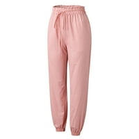 Ženske hlače Pamučna posteljina elastična struka udobne gamaše lagane sportske pantalone ružičaste veličine