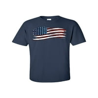 Patriotska tatterna američka zastava za odrasle majica kratkih rukava-navy-xl