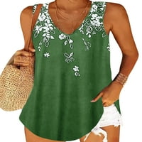 Luxplum majica za ženske tenkove bez rukava V izrez Ljeto Seksi Camisole Beach Tee Green XL