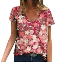 Žene Ljeto tiskovina bluza Tees Casual V-izrez kratkih rukava kratkih rukava vrhovi Vintage tinejdžeri