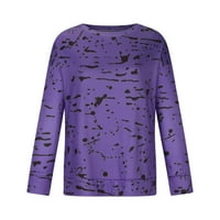 Jesen zimski vrhovi, modne žene Print dugih rukava Udobne košulje za prozračne majice Purple XXXL