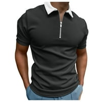 IOPQO Muška majica Men Casual Soild patentni zatvarač Top košulja Okrenite ovratnik bluza kratki rukav