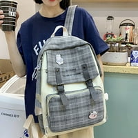 Postavite ženski ruksak modni slatke plaćene školske torbe za odmor za prijenosnog računala, siva