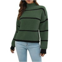 Ženski turtleneck pleteni džemper s dugim rukavima Stripes Jesen Zimski džemperi Ležerne prilike labavi