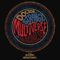 Junior's Marvel Doctor čudno u multiverse od ludila retro logotipa za trkač top top crna mala