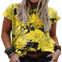 Ženska majica kratkih rukava kratkih rukava dame cvjetni casual bluza Tee vrhovi